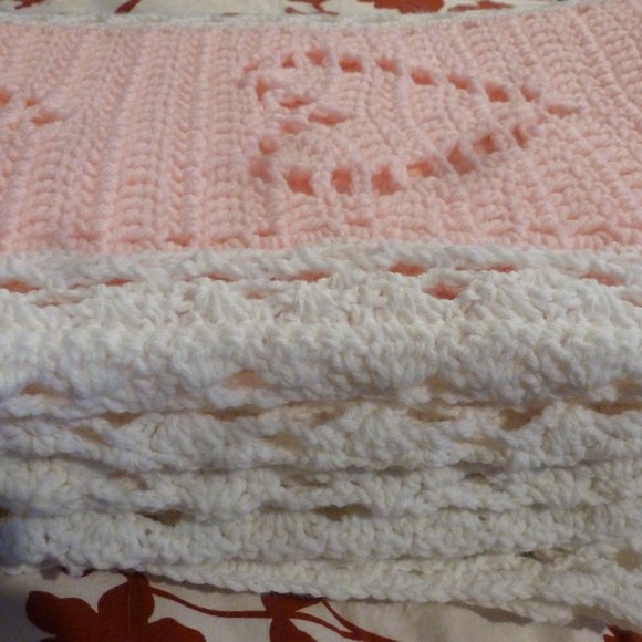 Simply Beautiful Handmade Crocheted Baby Girl Blanket / Throw – ONE OF A KIND - Picture 9 of 9